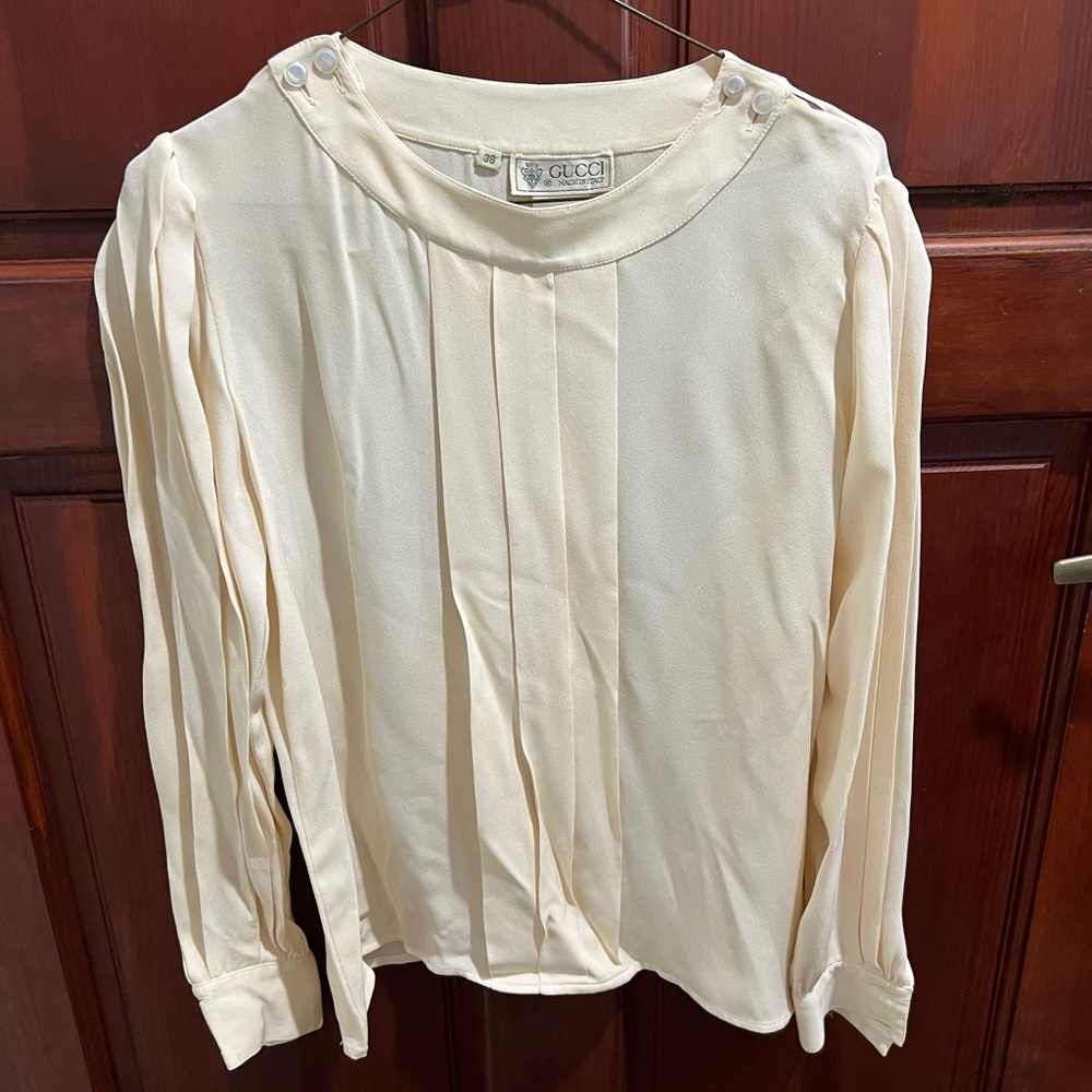 Gucci Cream Pleated Blouse